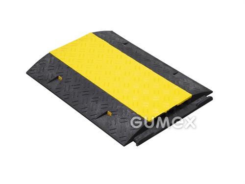 Káblový most s vekom 270+271B, výška 60mm, šírka 600mm, dĺžka 800mm, nosnosť 7t, dezén kladivkový, PVC, čiernožltý